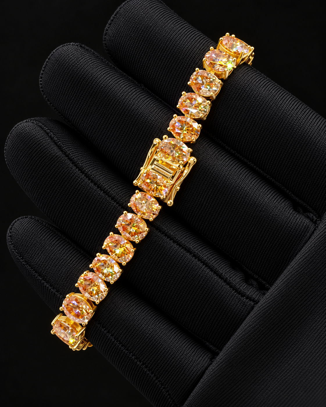 1CT Oval Cut Moissanite Diamond Tennis Bracelet