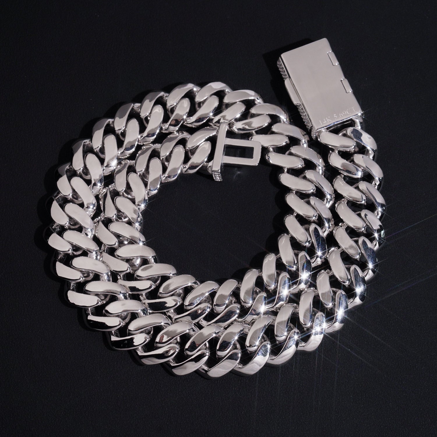 18MM Solid Silver Plain Cuban Chain With Iced Out Vvs Moissanite Lock