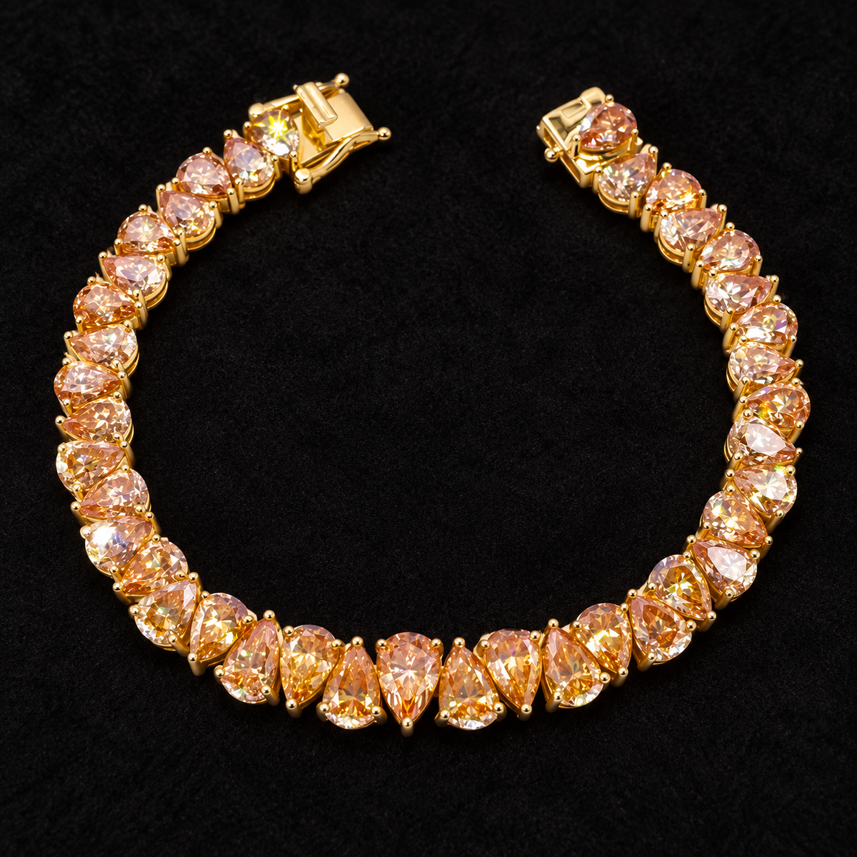 1Ct Pear Cut Champagne Moissanite Diamond Tennis Bracelet