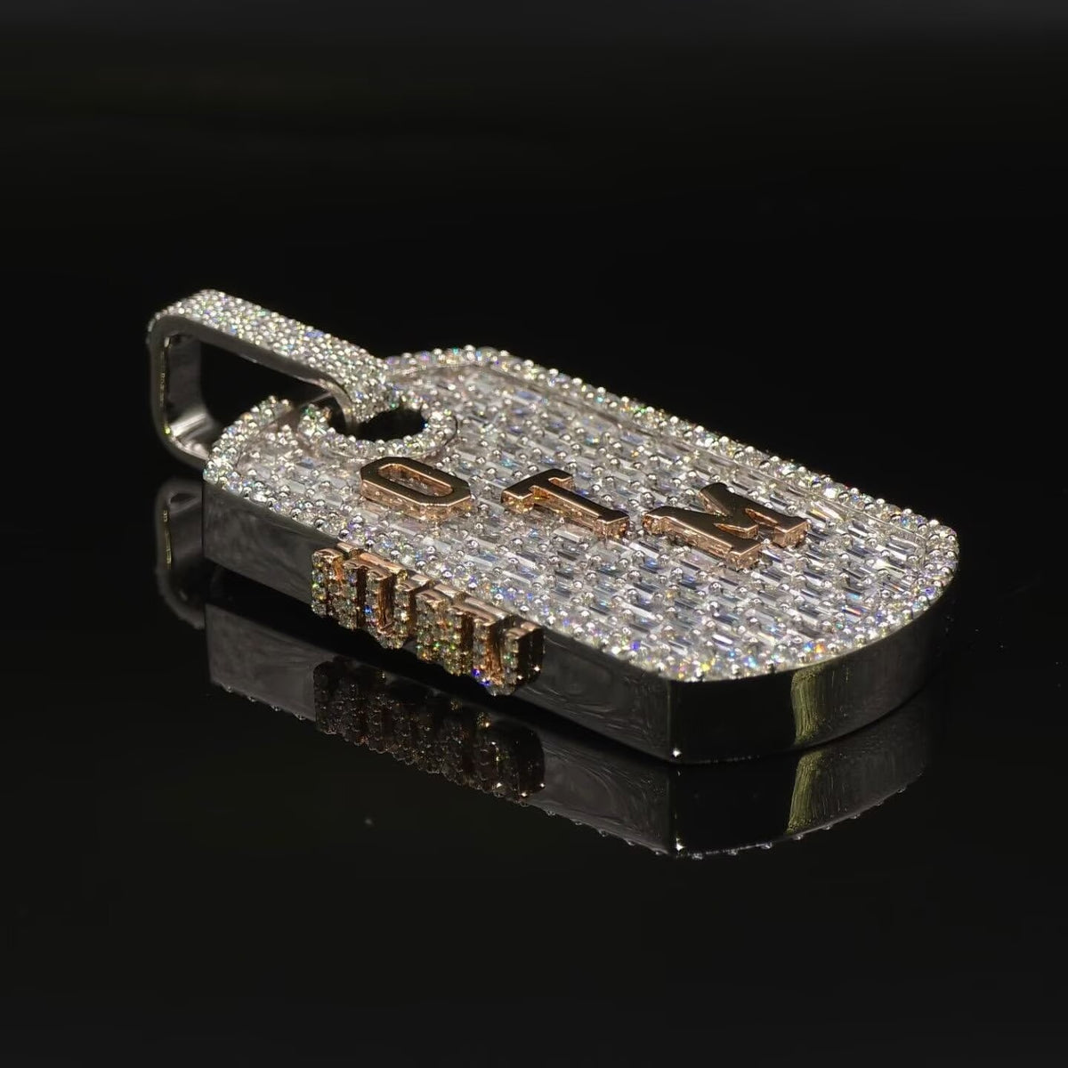 Custom Made Moissanite Dogtag Pendant With Initial Inside