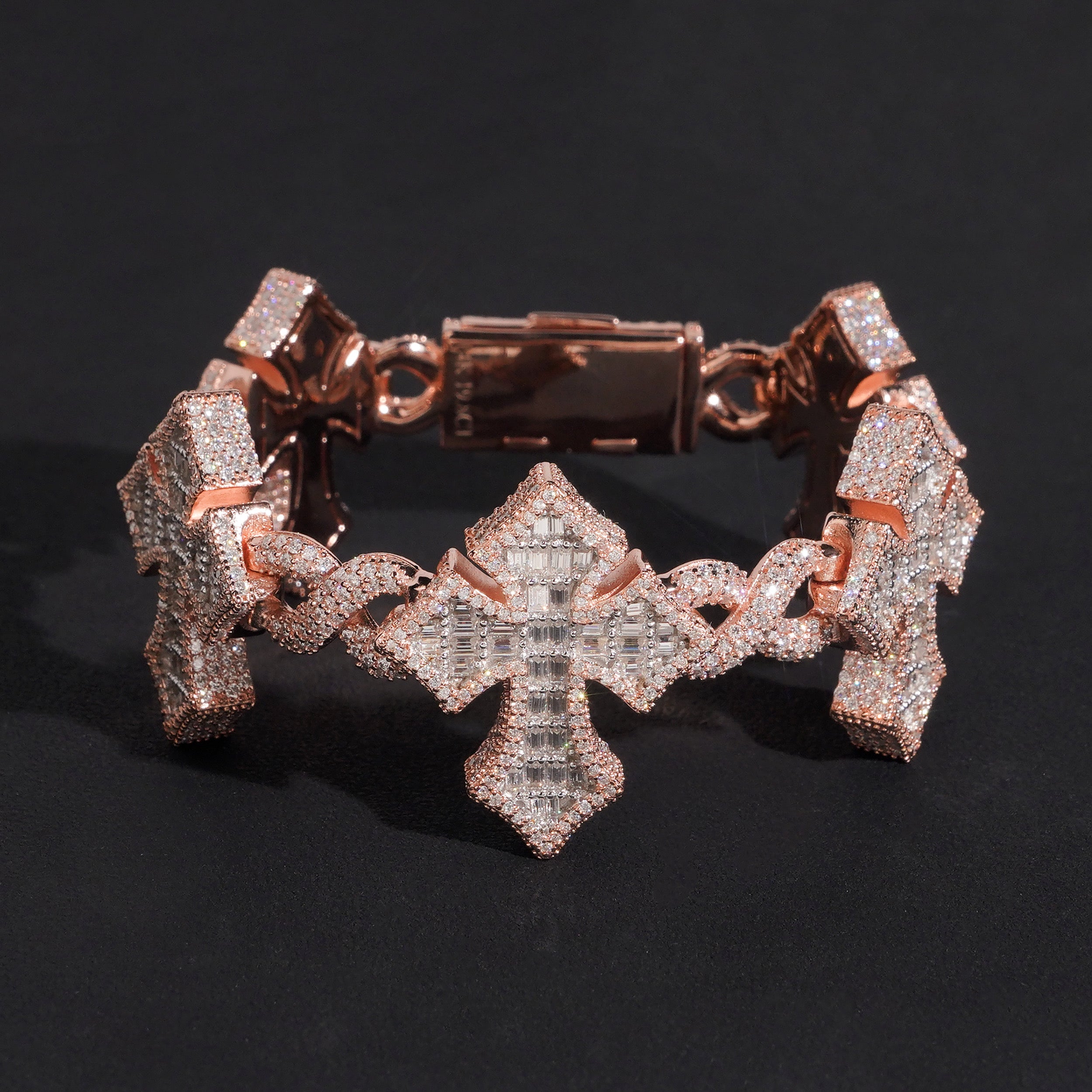Rose Gold Two Tone Cross Bracelet Infinity Link