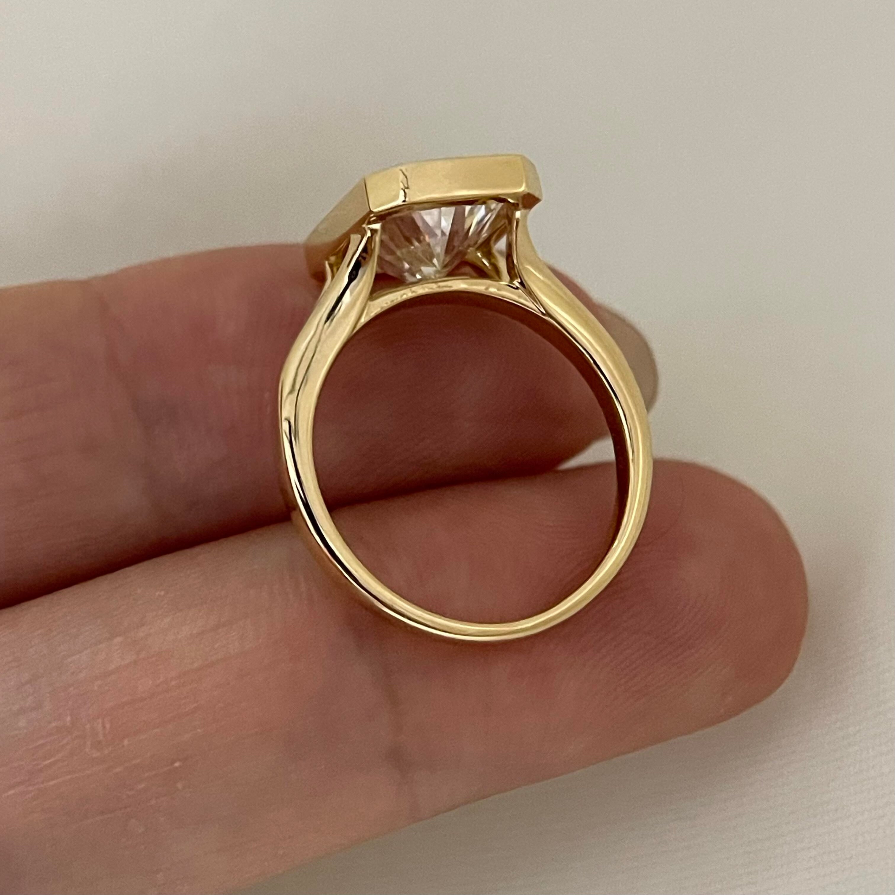 18K Yellow Gold 3 Carat Radiant Cut Vintage Lab Diamond Ring