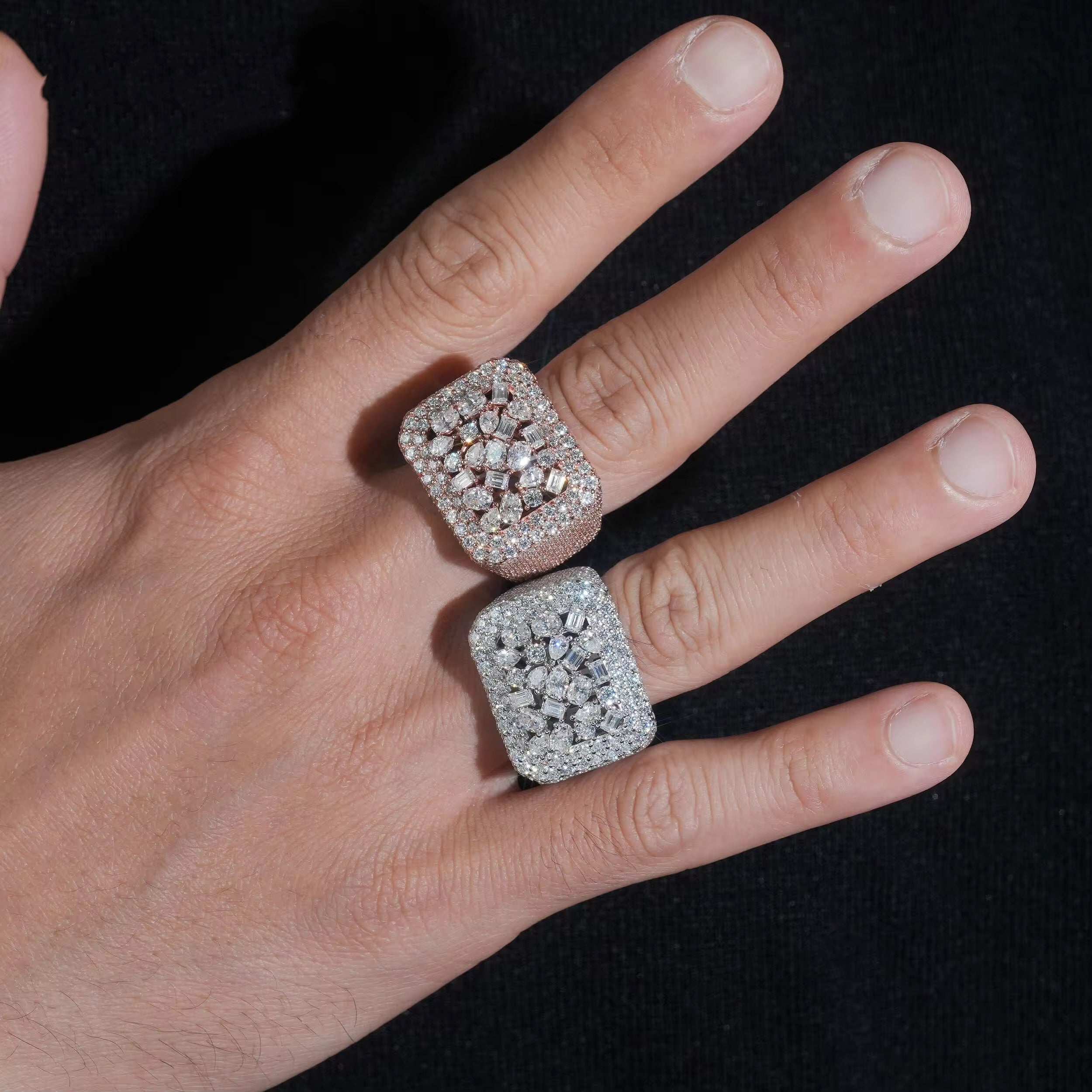 Sterling Silver Fancy Cut Moissanite Diamond Men Ring