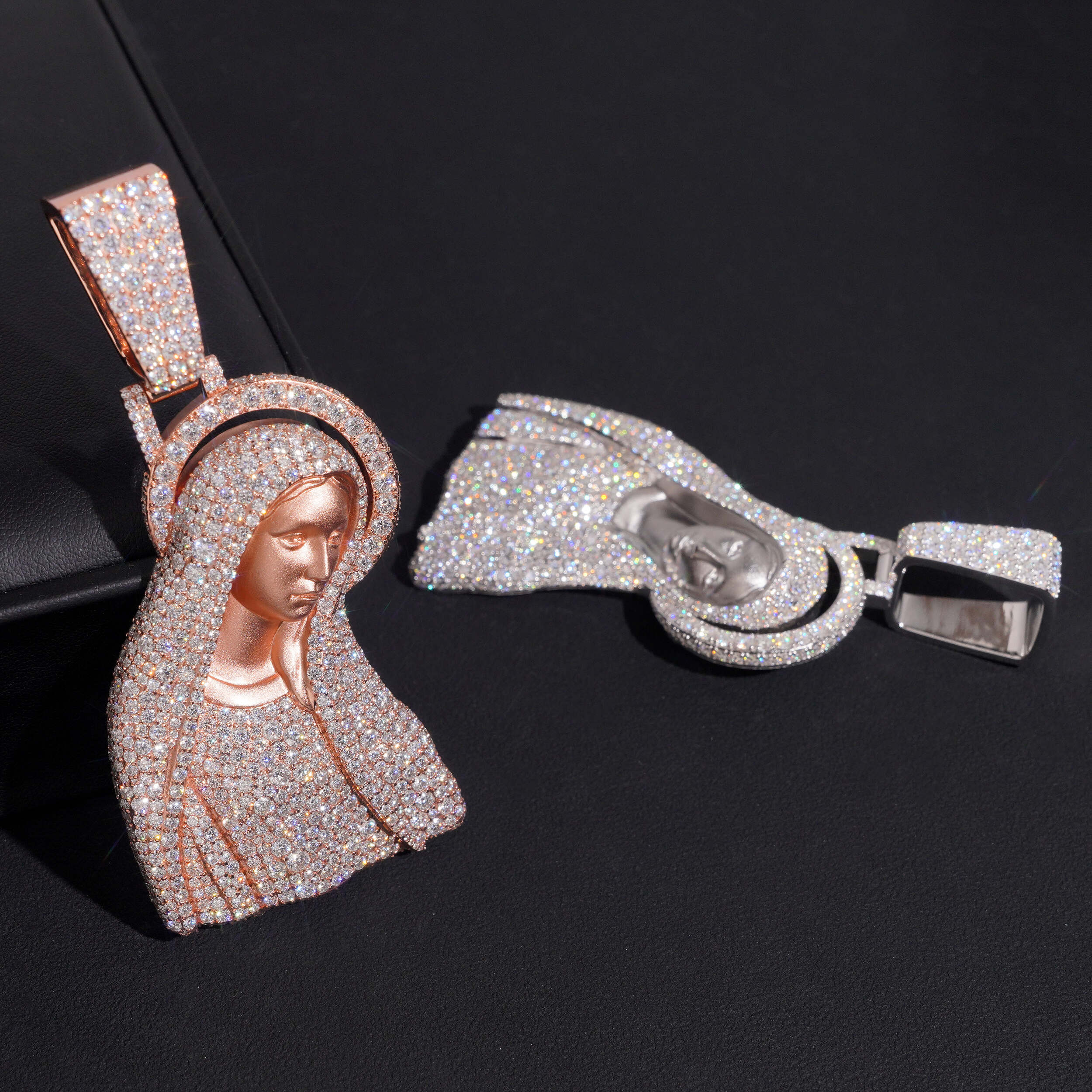 3.5inch Mosaic Setting Iced Out Virgin Maria Pendant