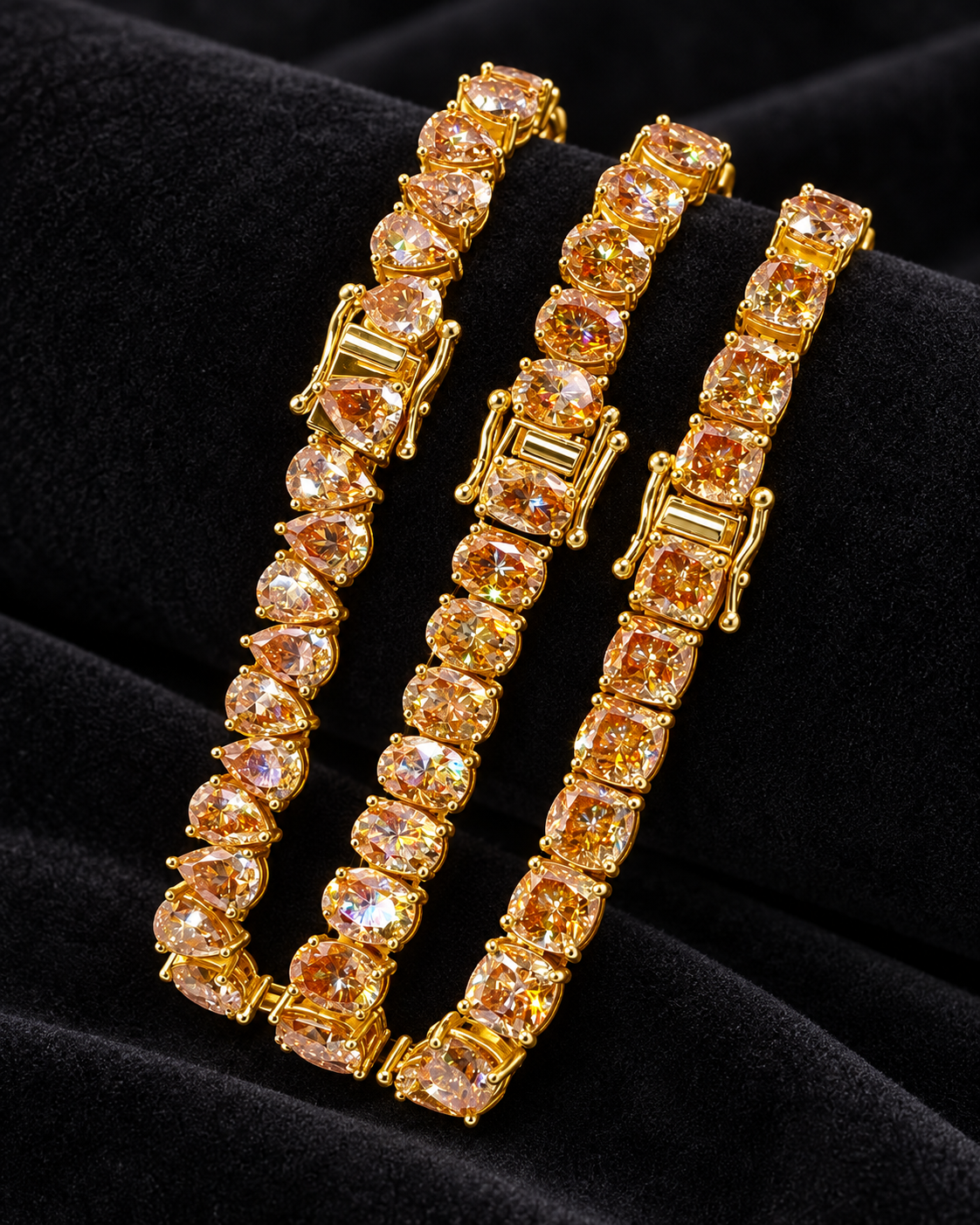 1Ct Pear Cut Champagne Moissanite Diamond Tennis Bracelet