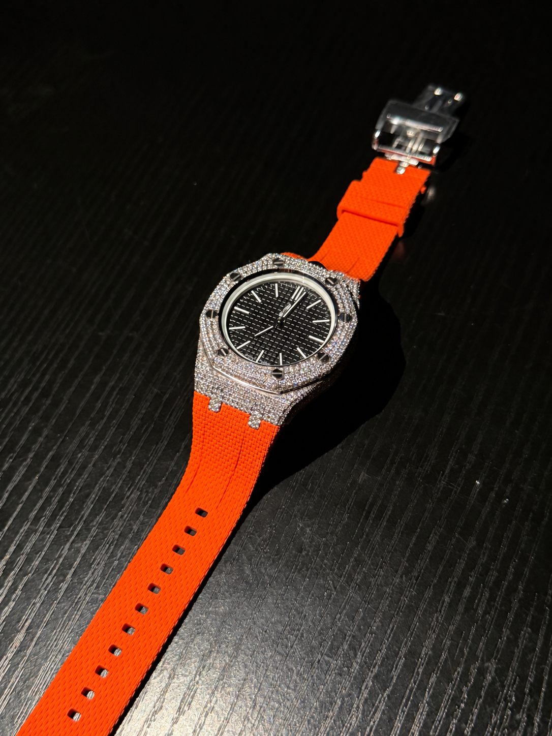 Royal Pop Iced Out 925 Silver Watch Case With Strap Moissanite Diamond