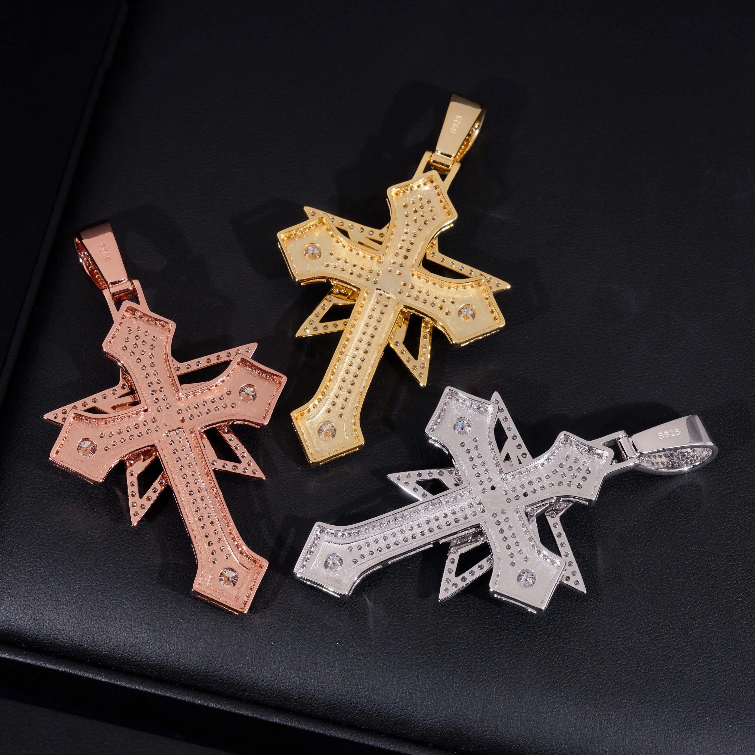 New Arrival Moissanite Cross Pendant 2.5Inch Tall Match 4MM Tennis Chain Hip Hop Jewelry For Men