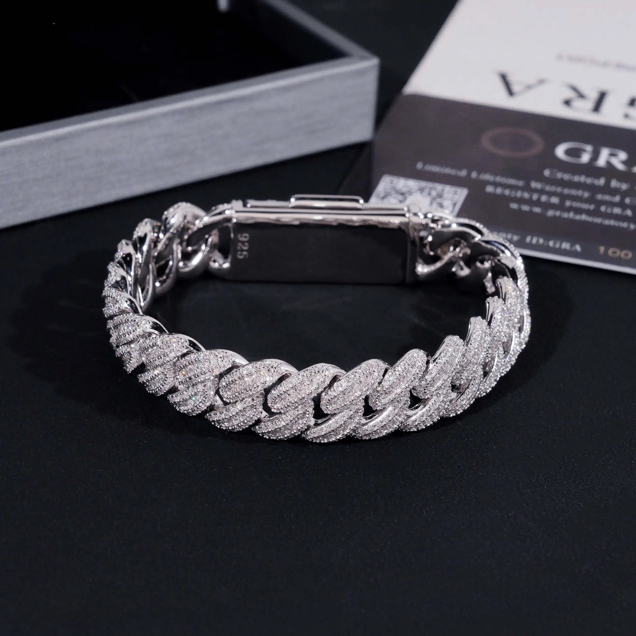 13MM Three Rows Iced Out Moissanite Diamond Link Cuban Bracelet For Men