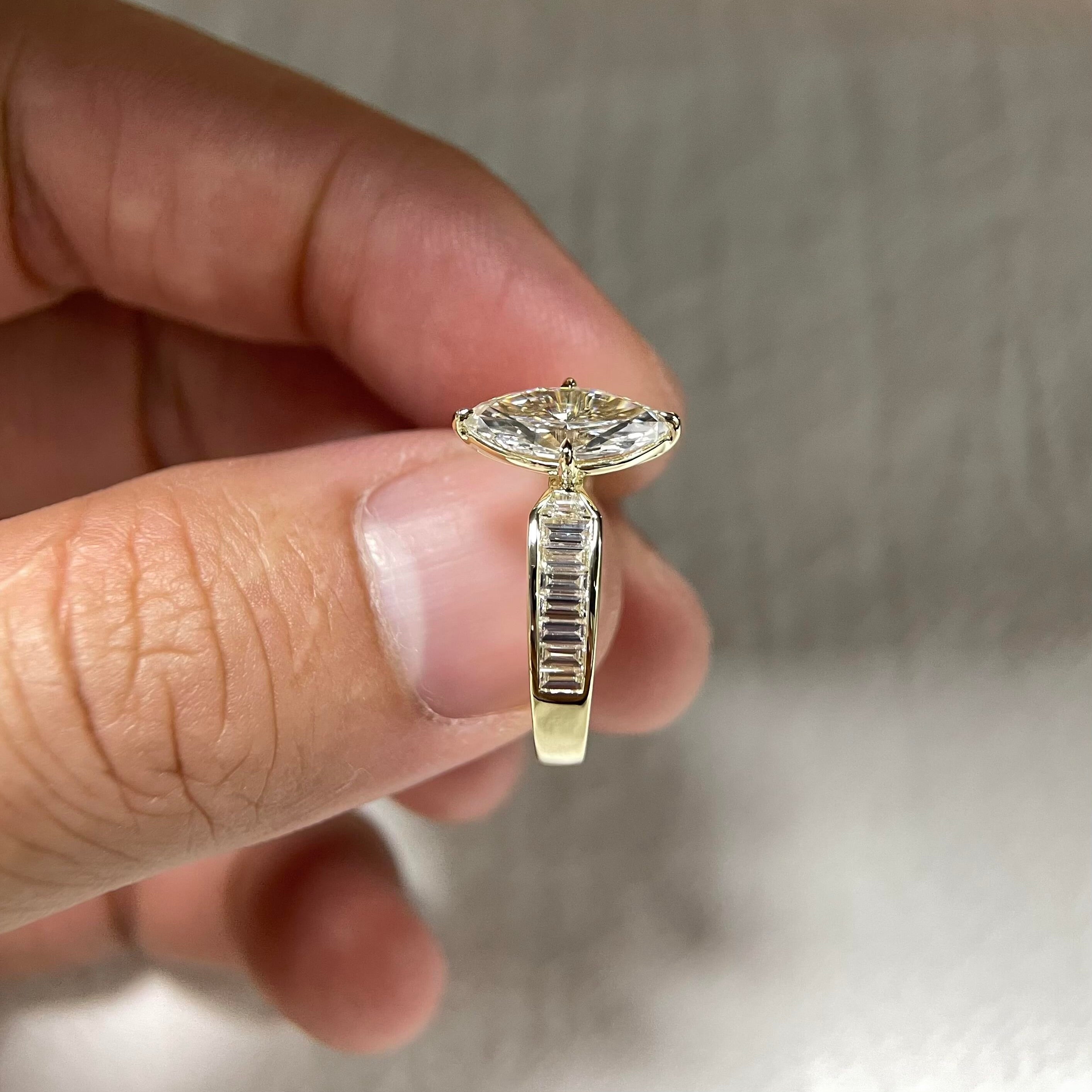 1.5 Carat Marquise Cut Vintage Lab Grown Diamond Ring