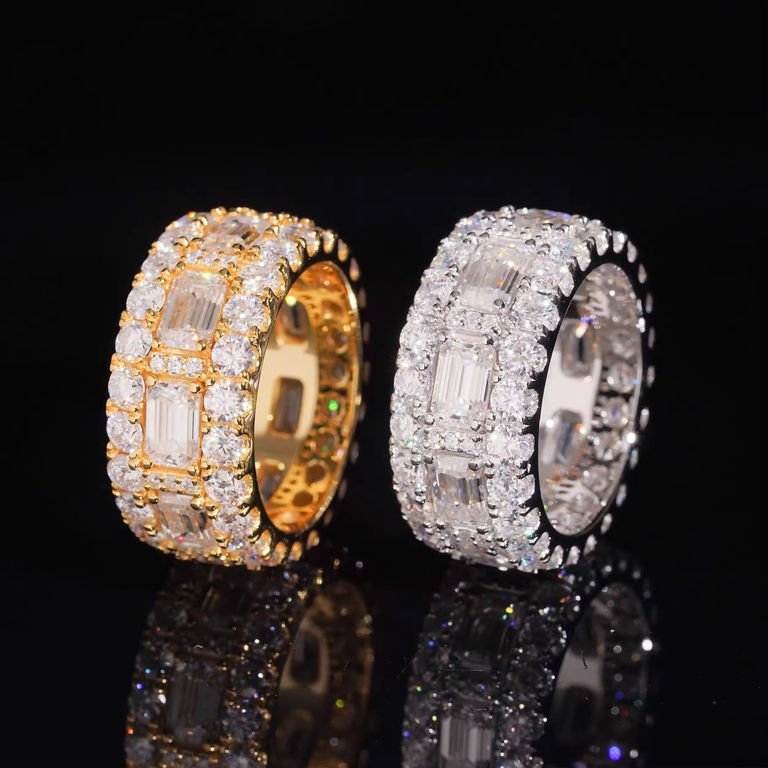 Emerald Cut Moissanite Diamond Ring Band For Men