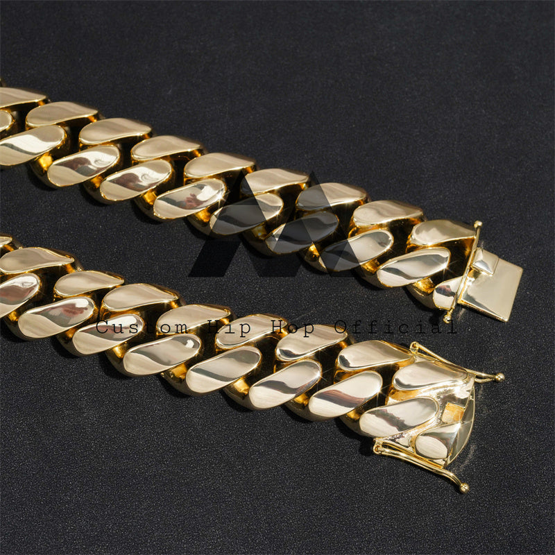 Miami Cuban Link 28MM 30MM Thick Heavy Kilo Chain 999 Silver With 14K Gold Plated