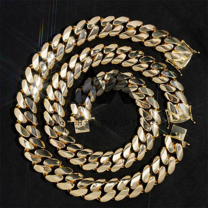 Hip hop jewelry featuring Miami Cuban Link 28MM 30MM thick heavy kilo chain 999 silver with 14K gold plated2