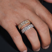 3MM Eternity Ring Two Rows Sterling Silver Moissanite Hip Hopen Ring