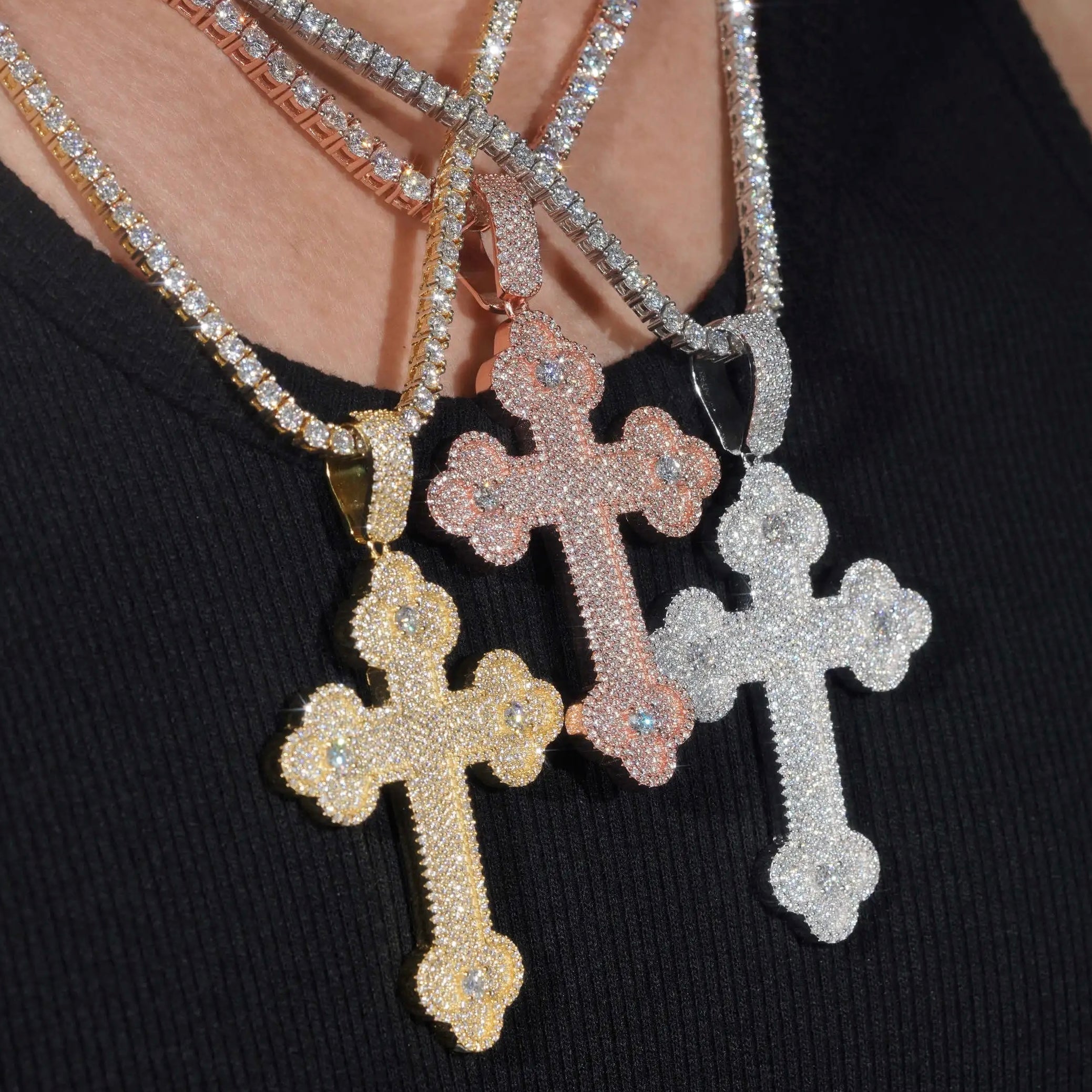 Hot Sell Iced Out Gra Certificated Moissanite Diamond Cross Pendant Fit for 10MM Cuban Chain Solid Silver