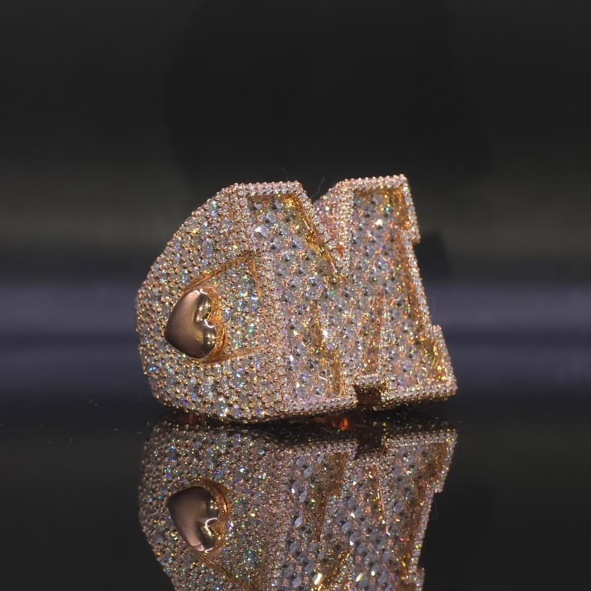 Rose Gold VVS Lab Grown Diamond Custom Initial Men Ring