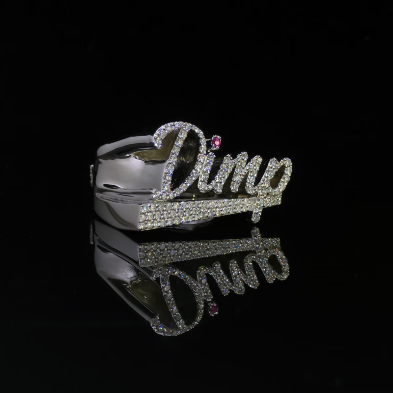 Custom Made Name Lab Grown Diamond Ring 925 Sterling Silver