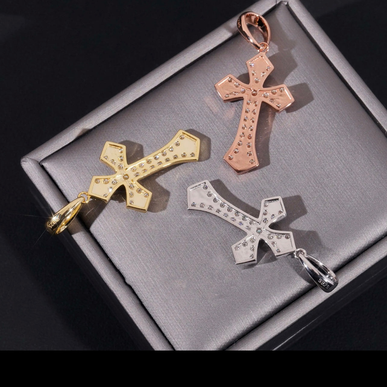 2inch Vvs Moissanite Diamond Cross Pendant Solid Silver 925 For Men and Women