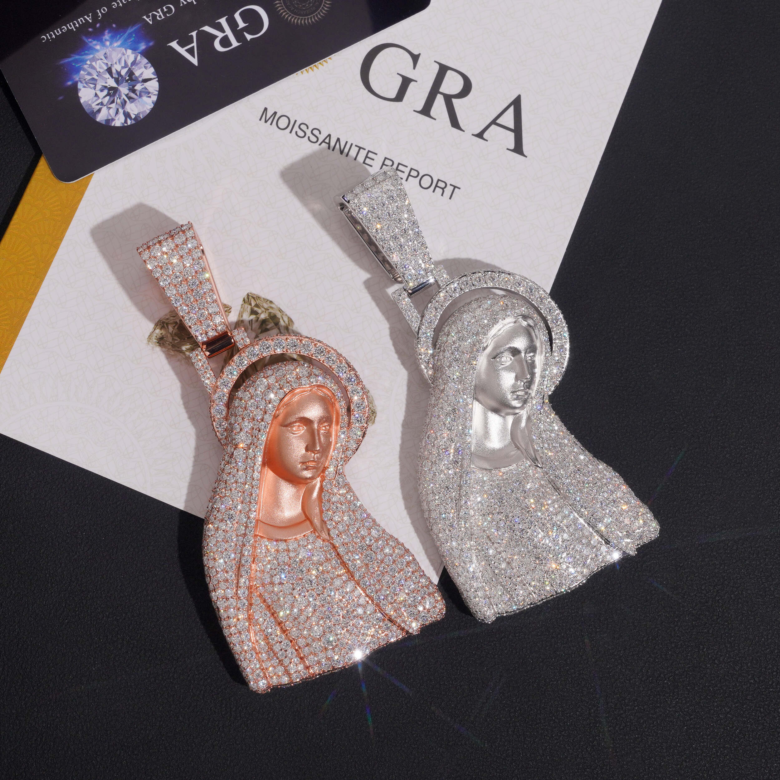 3.5inch Mosaic Setting Iced Out Virgin Maria Pendant