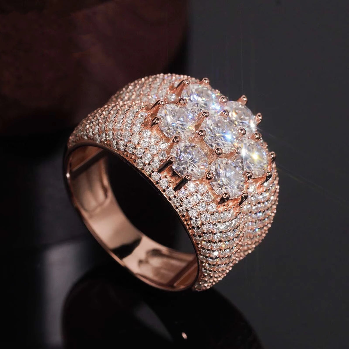 Iced Out Moissanite Diamond Cluster Ring