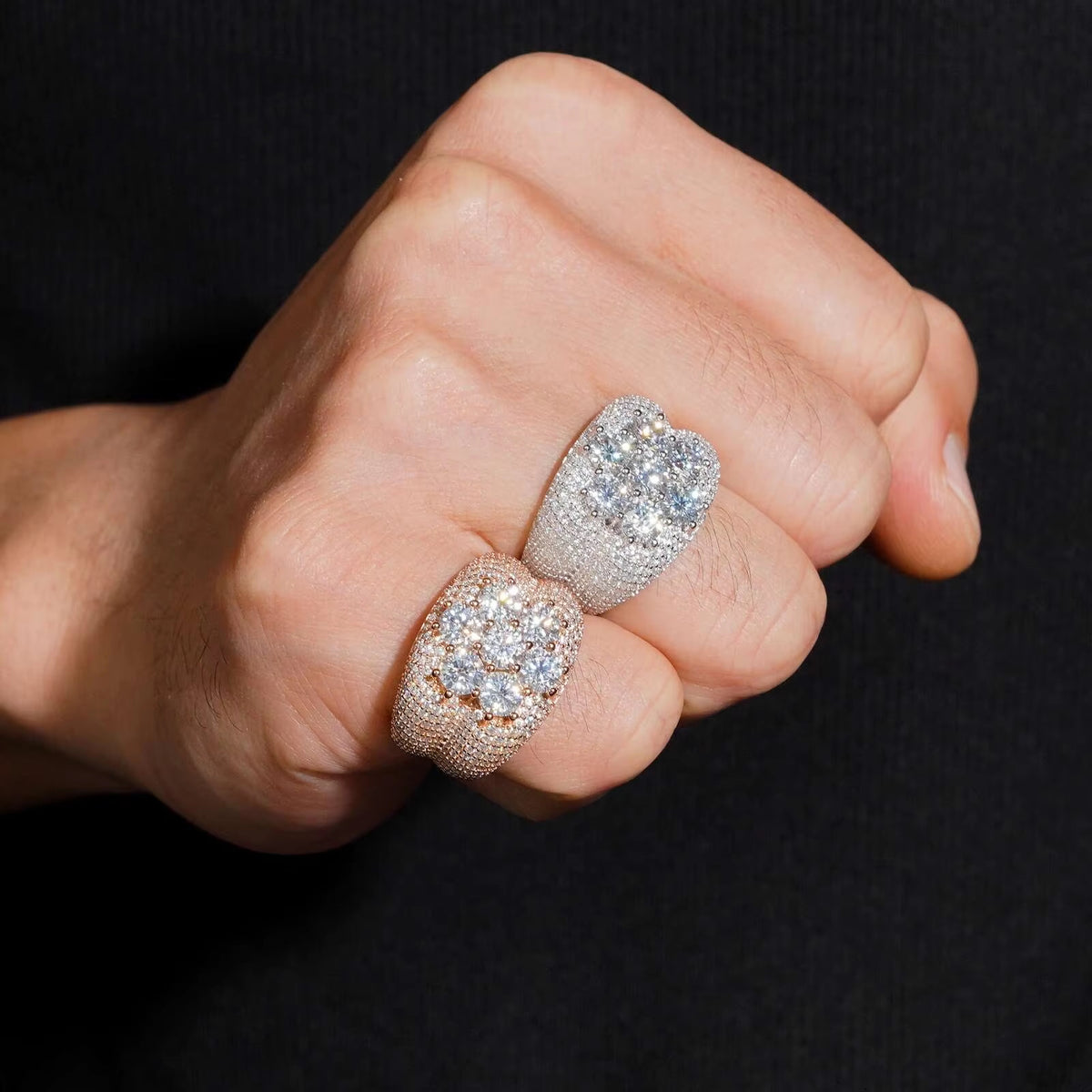 Iced Out Moissanite Diamond Cluster Ring
