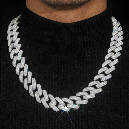 20MM Iced Out Moissanite Diamond Cuban Link Chain Necklace Hip Hop Jewelry Sterling Silver 9252