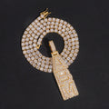 Yellow Gold Vertical Name Pendant VVS Moissanite Fit For 4MM Tennis Chain