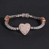 10K Rose Gold Gold Mix White Gold Heart Moissanite Tennis Bracelet