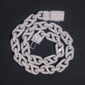 15MM Oval Link VVS Moissanite Diamond Link Chain Necklace With Mosaic Setting New Clasp