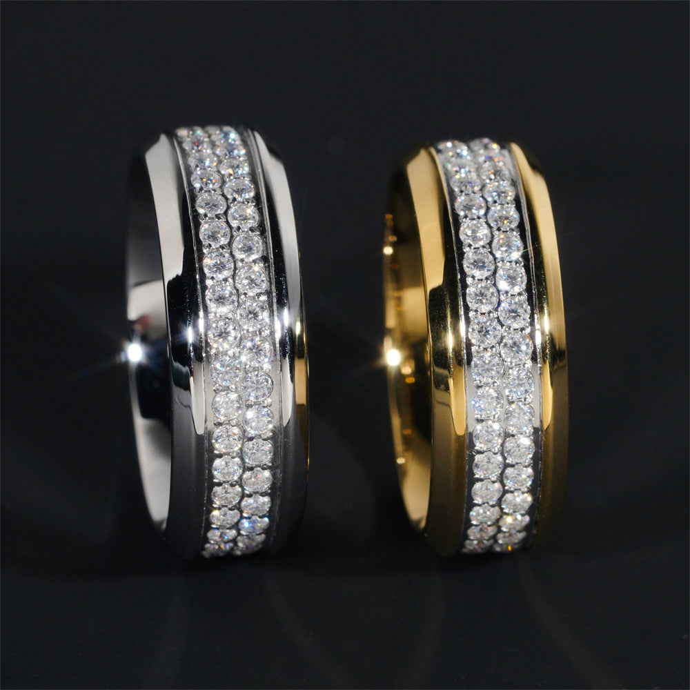 Stainless Steel VVS Moissanite Diamond Eternity Ring Rings For Men