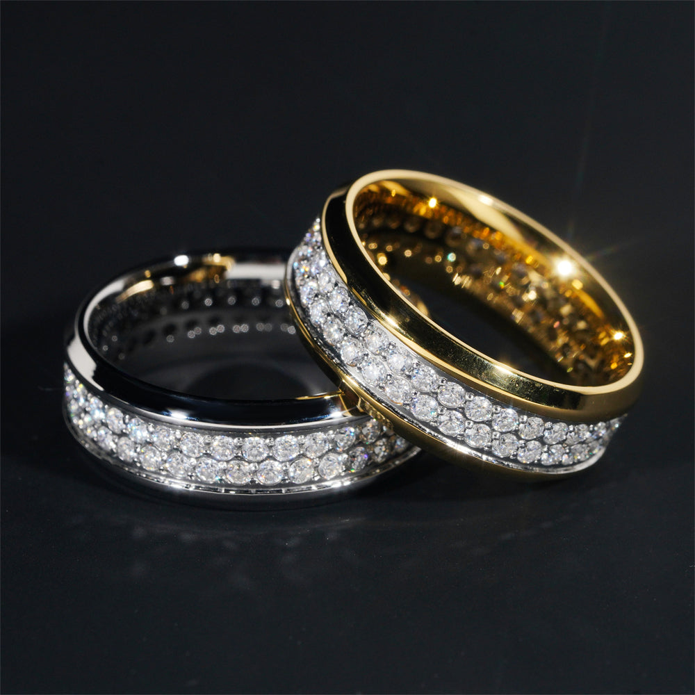 Stainless Steel VVS Moissanite Diamond Eternity Ring Rings For Men