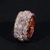 Fully Iced Rose Gold Plated Over 925 Silver VVS D Color Moissanite Eternity Ring 5MM Middle Stones