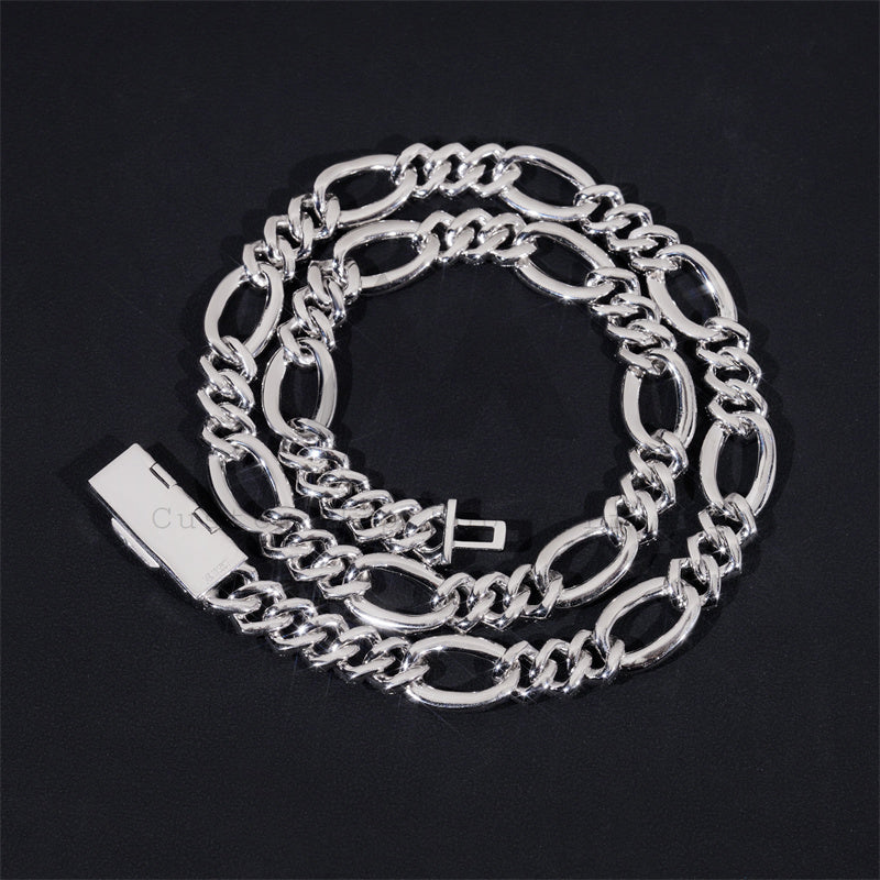 925 Sterling Silver 13MM Iced Out Figaro Link Chain VVS Moissanite Diamond Hip Hop Jewelry