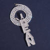 Iced Out Solid Silver Men Jewelry Custom Vertical Letter Name Pedant Fit For 4MM Tennis Chain