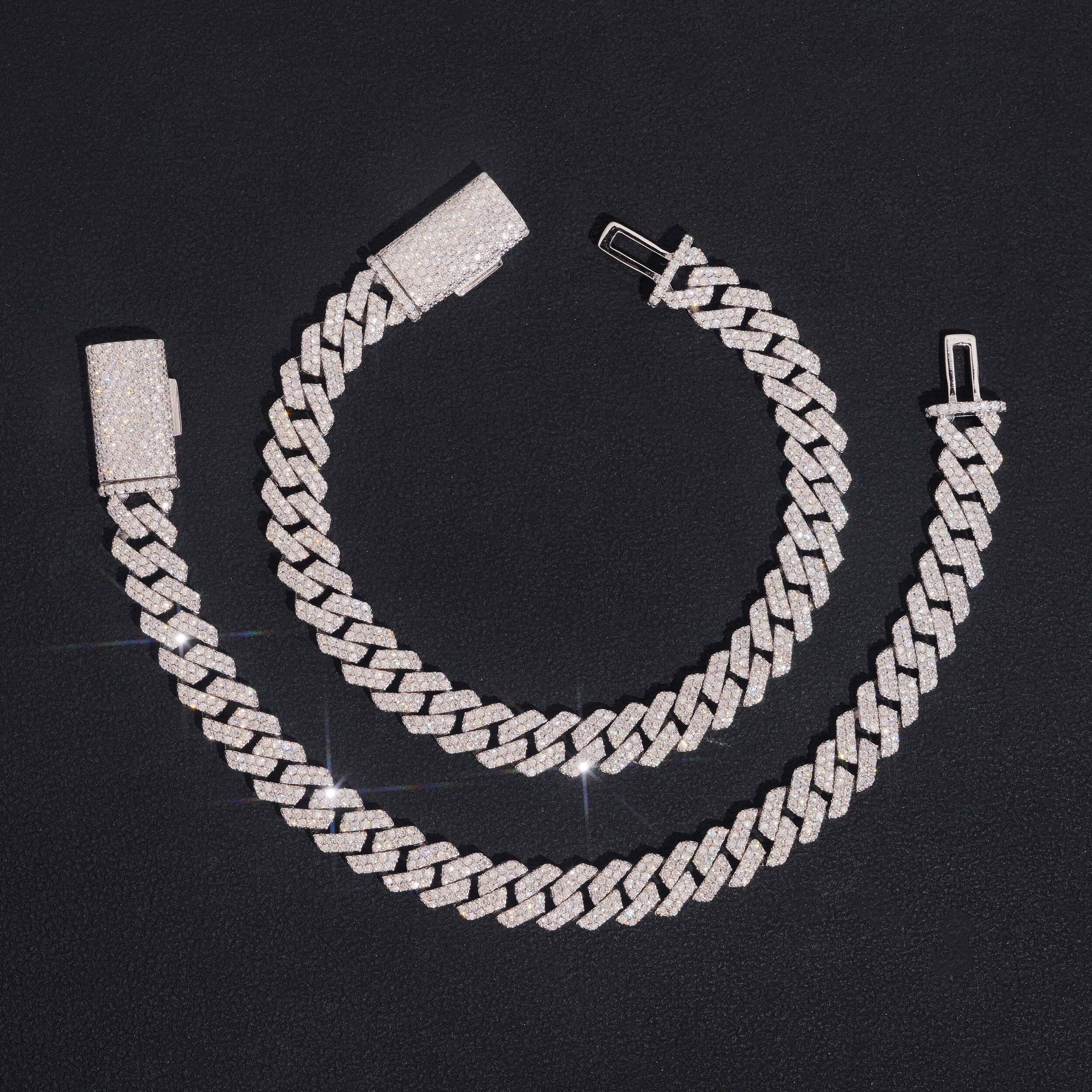 8MM Sterling Silver Lab Grown Diamond Cuban Link Bracelet For Men
