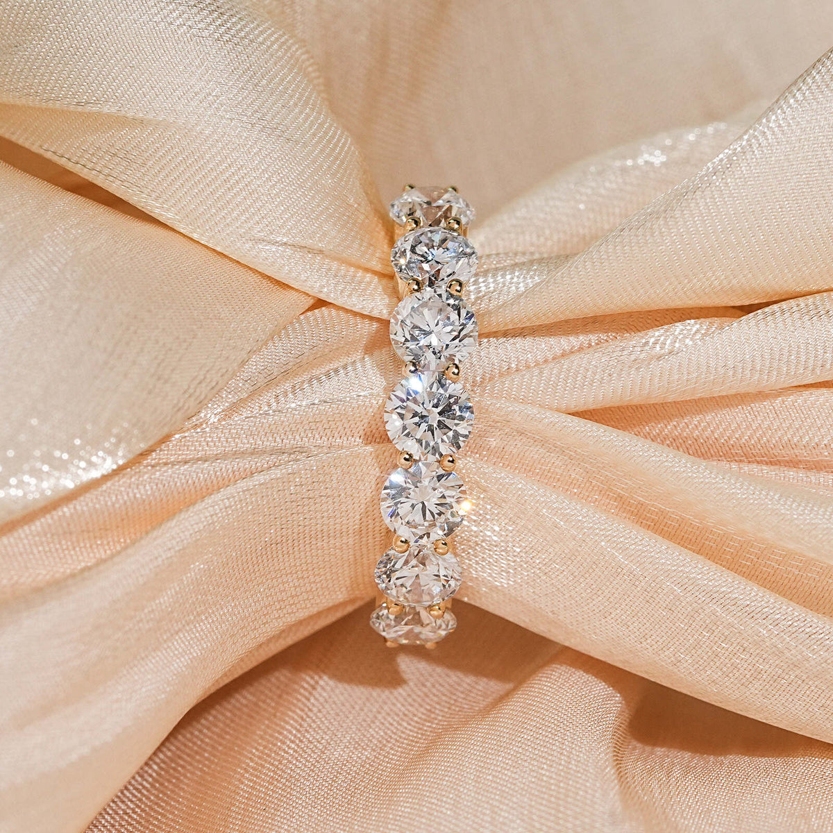 10k Solid Yellow Gold Lab Diamond Eternity Ring Band