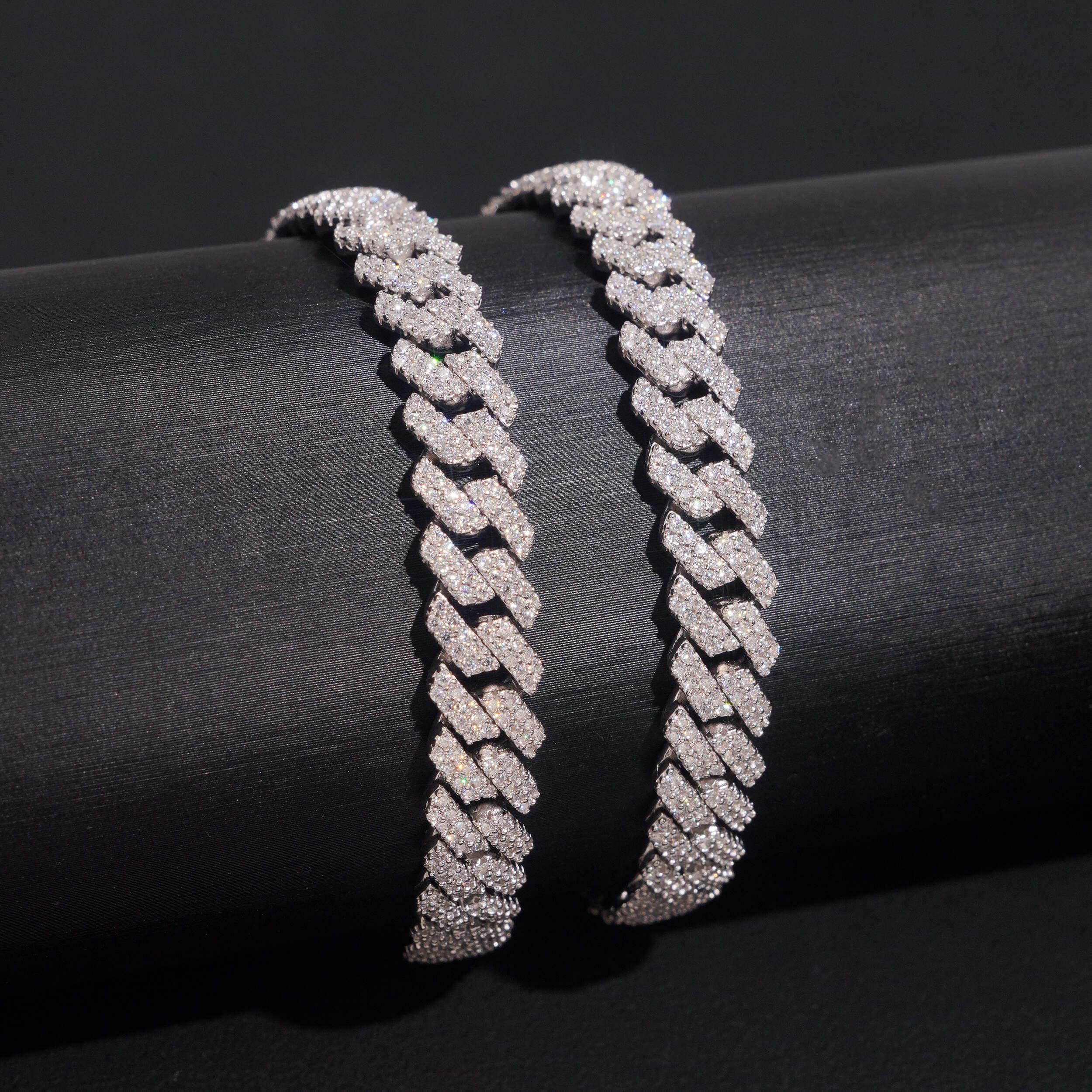 8MM Sterling Silver Lab Grown Diamond Cuban Link Bracelet For Men