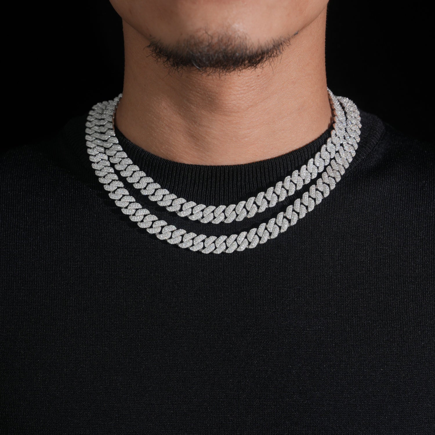 VVS Moissanite Diamond Cuban Chain Brass 10MM Three Rows