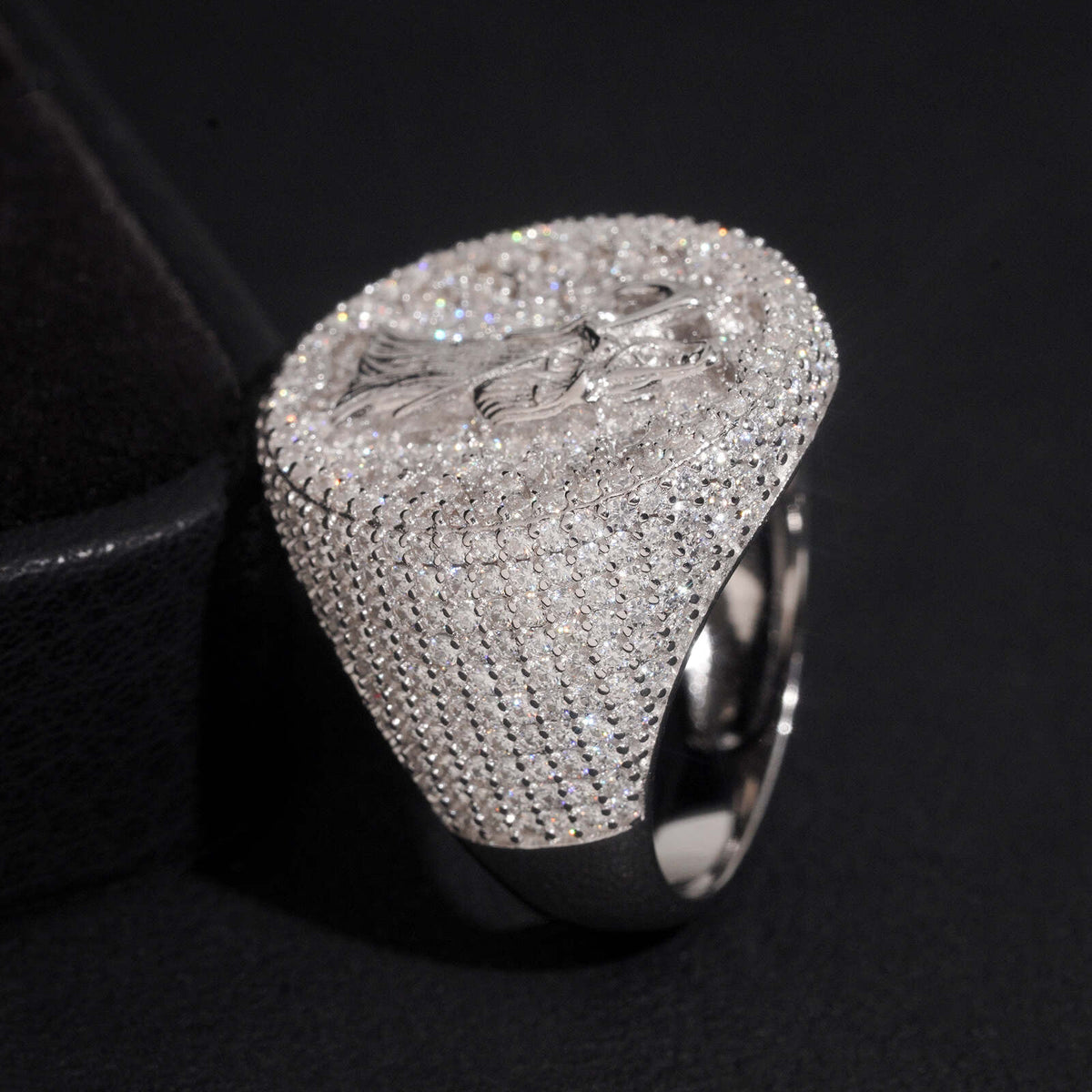 Solid Silver Dead Ghost Men Iced Out Moissanite Diamond Ring