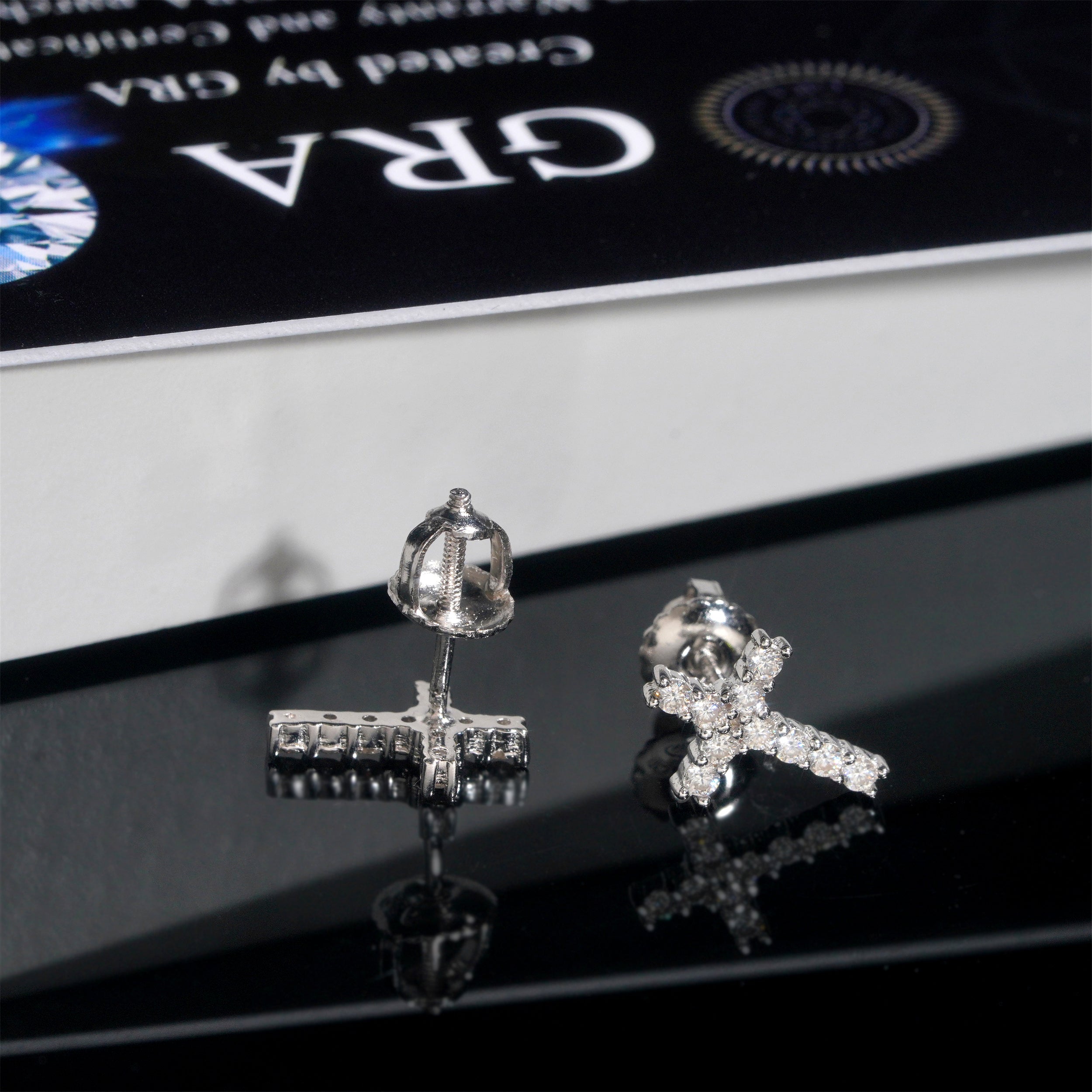 VVS Moissanite Diamond Cross Earrings Iced Out Hip Hop Jewelry Accessory