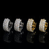 Three Rows Moissanite Hoop Huggie Earrings Iced Out Hip Hop Jewelry