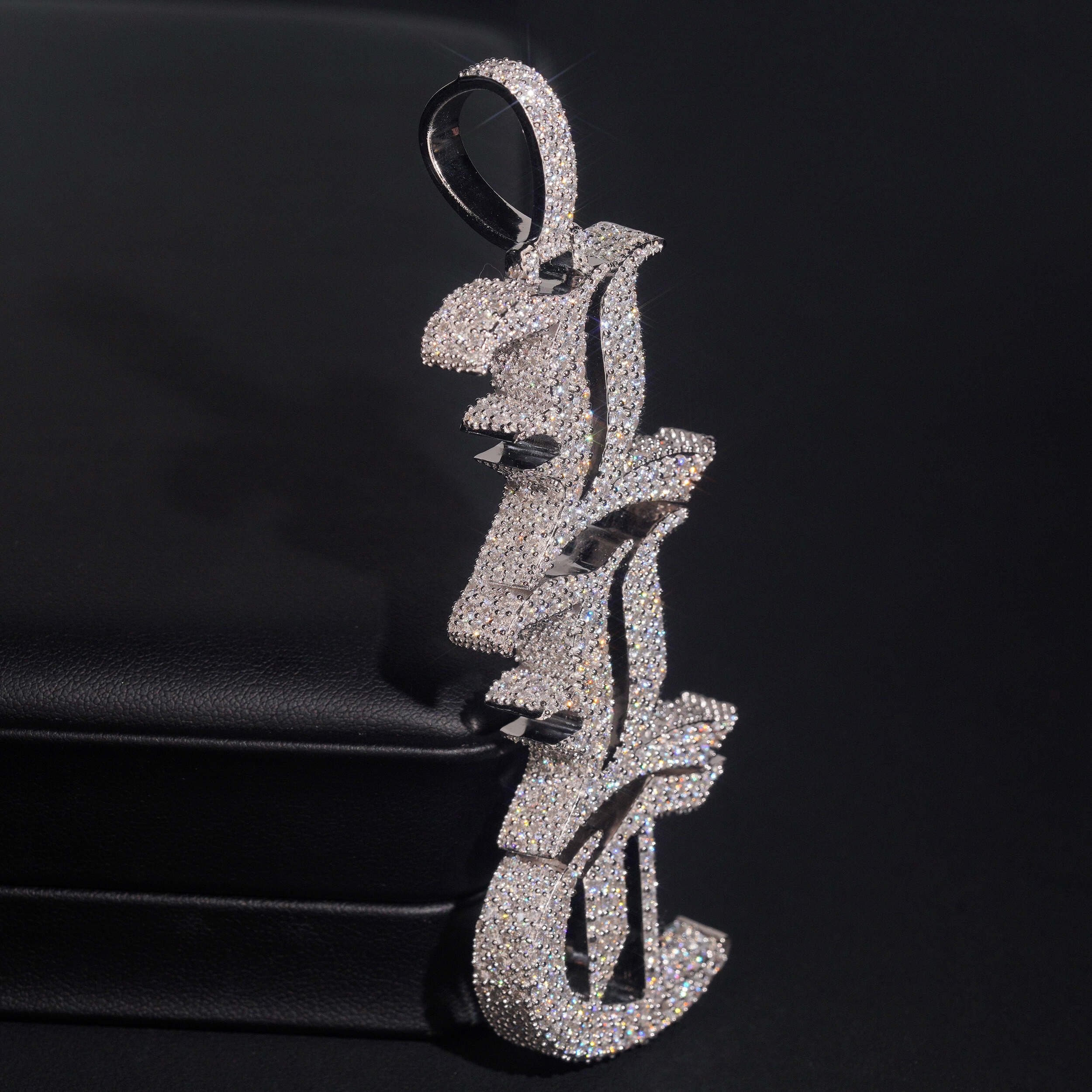 Vertical Letter Name Pendant Iced Out Moissanite Diamond