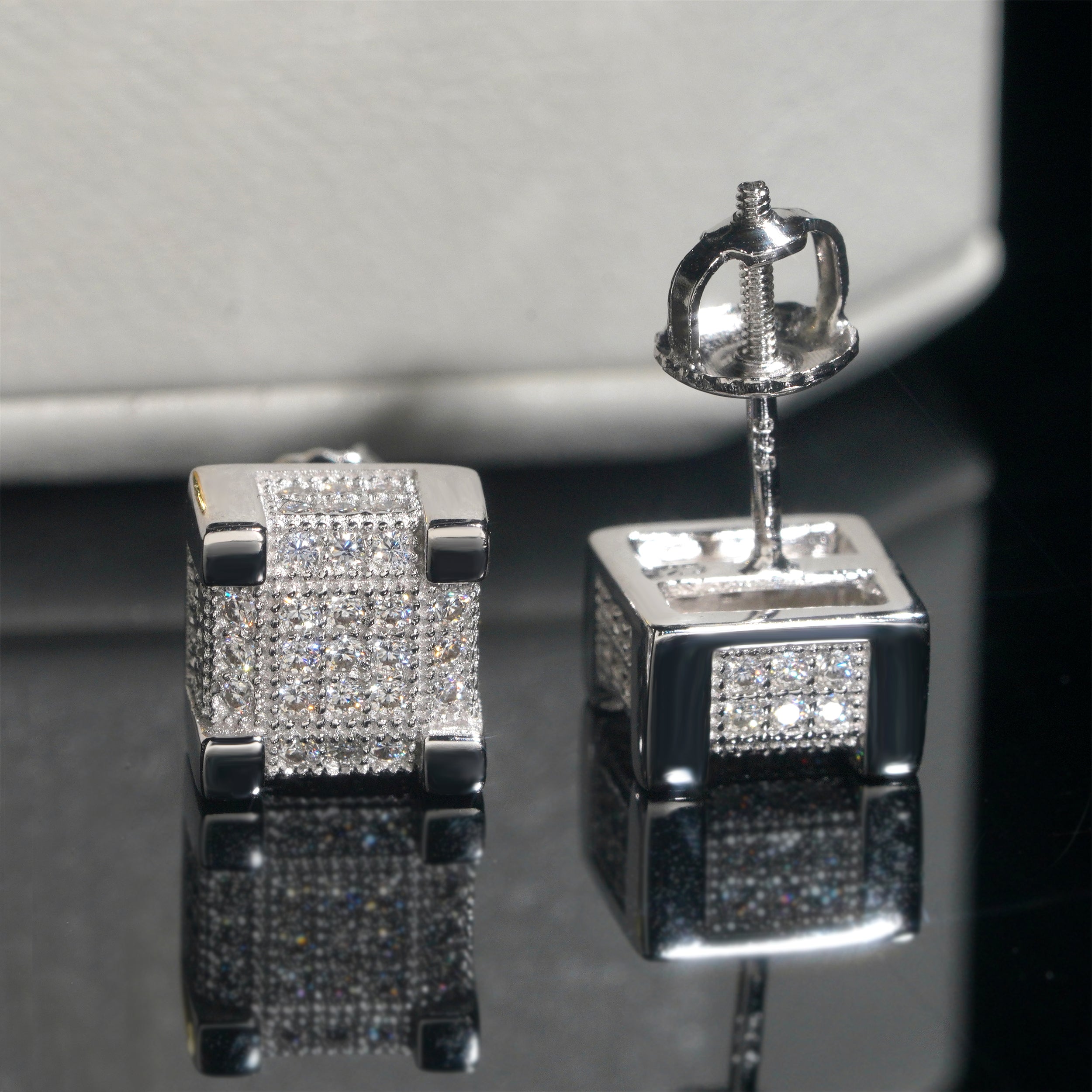 Square Men's Iced Out VVS Moissanite Earrings Hip Hop Bling Jewelry