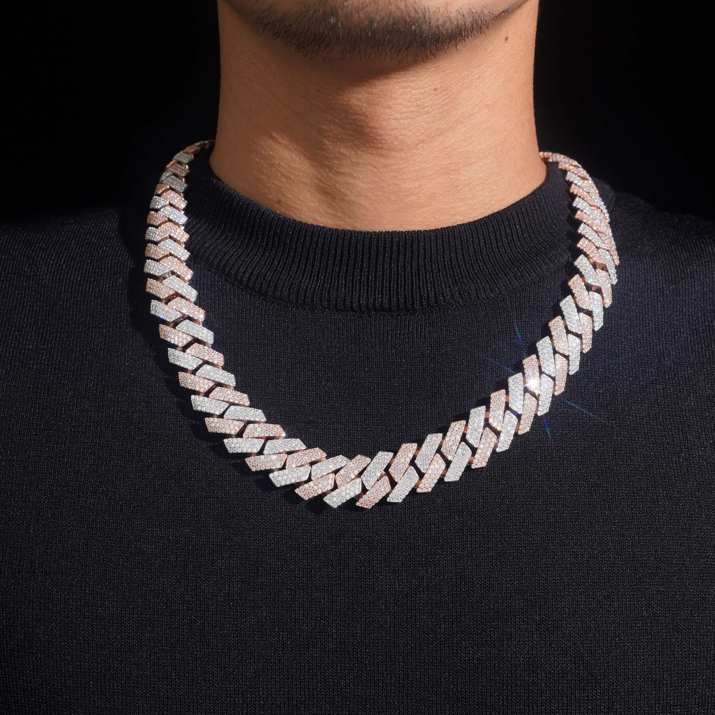18MM Three Rows Iced Out VVS Moissanite Diamond Cuban Link Chain Necklace
