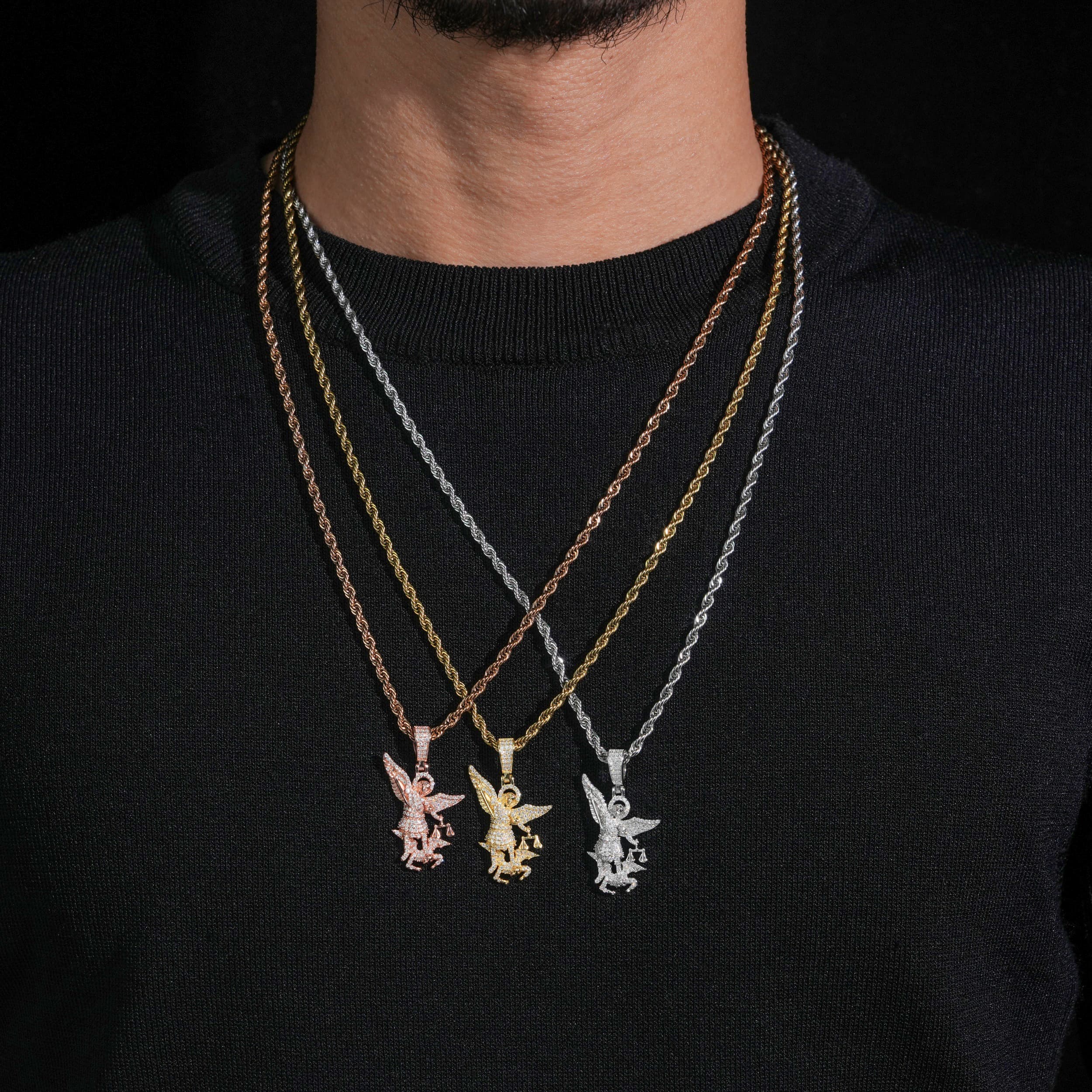 925 Sterling Silver Moissanite Saint Michael Pendant Charm