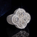 Half Iced Moissanite Diamond Men Clover Ring