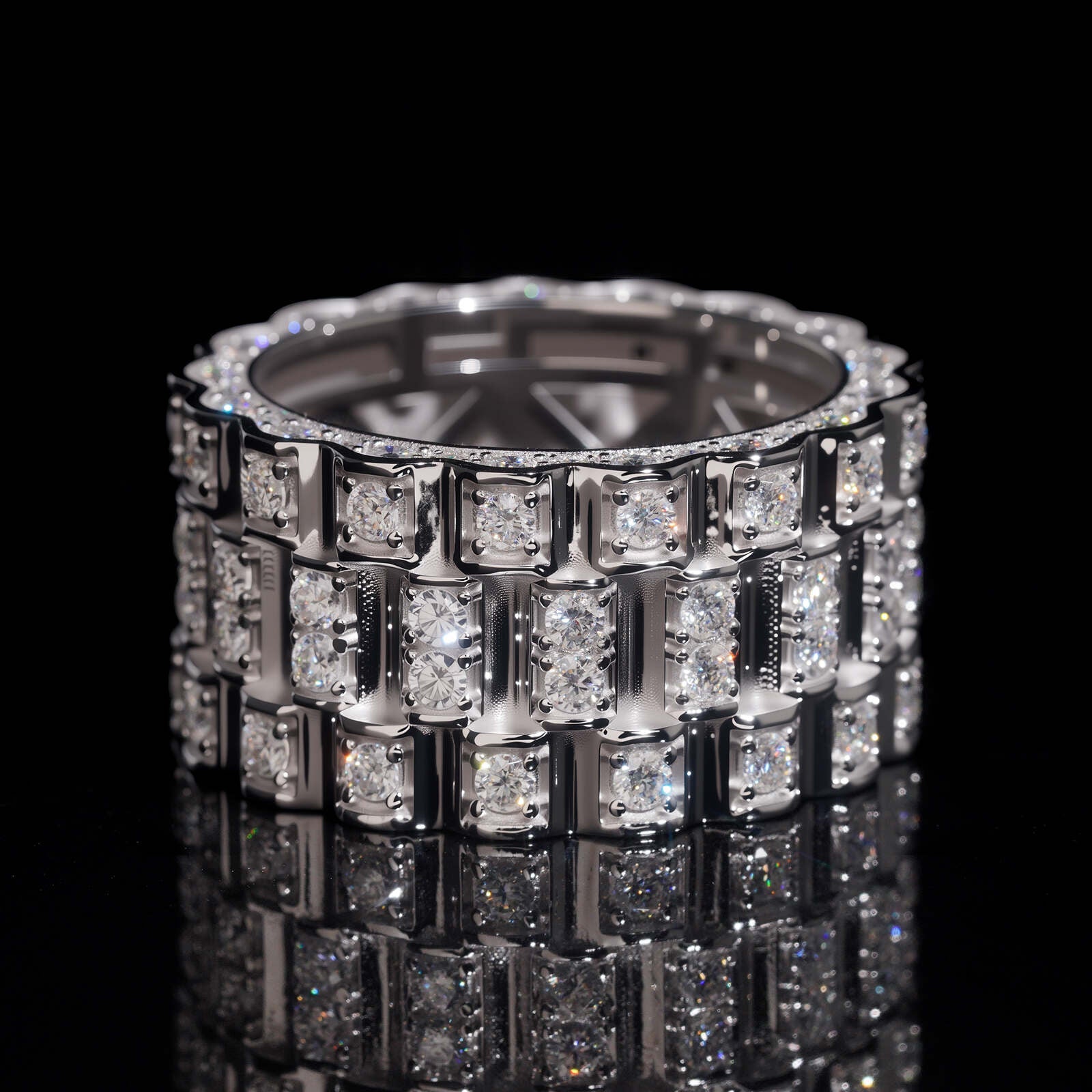 925 Silver Jubilee Band Style Moissanite Diamond Ring
