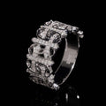 Half Iced Cross Link Men Ring VVS Moissanite Diamond