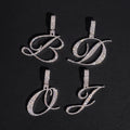 Cursive Font Initial Letter Pendant Silver 925 Moissanite Diamond