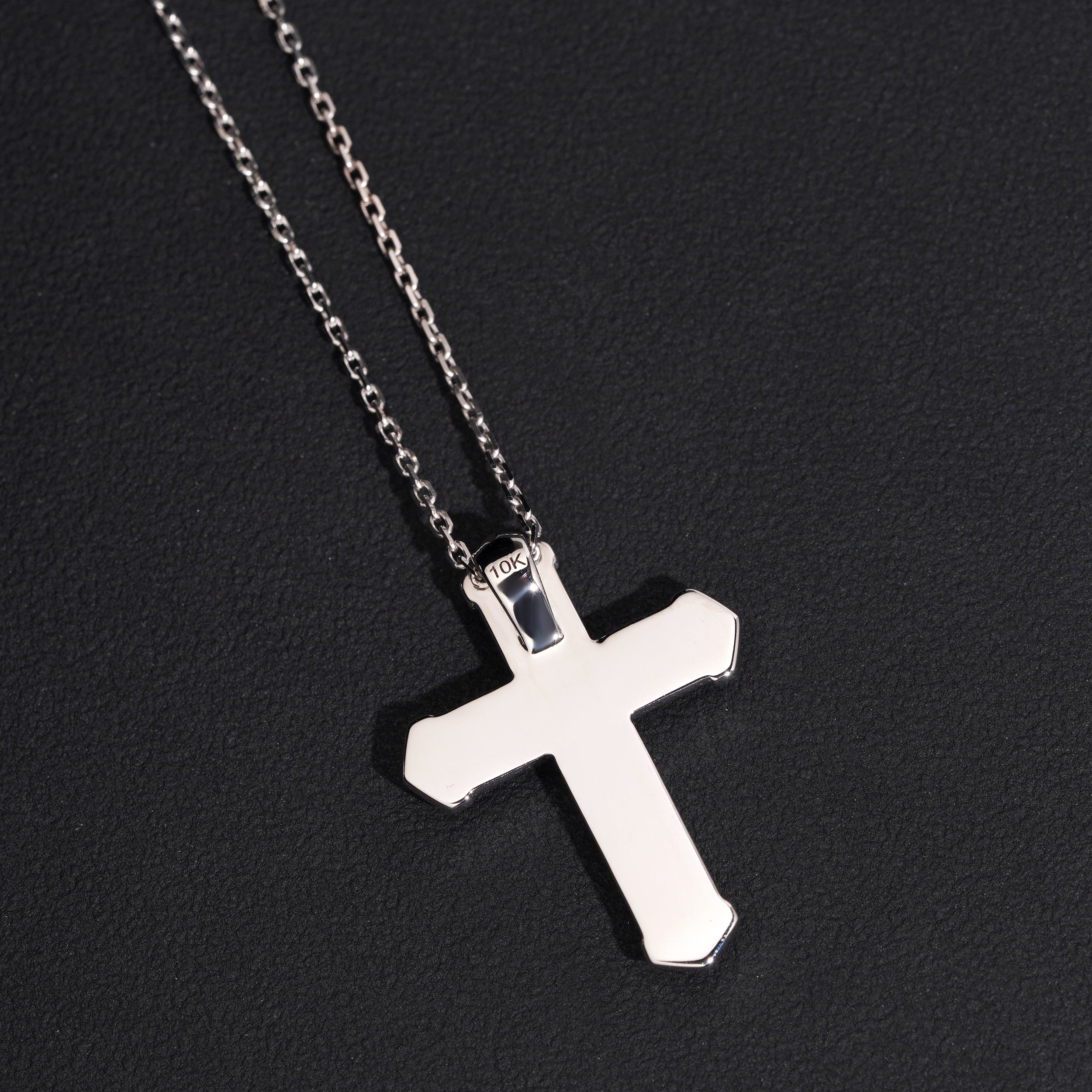 10K Solid White Gold VVS Lab Diamond Coss Necklace