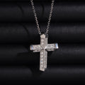 10K Solid White Gold VVS Lab Diamond Coss Necklace